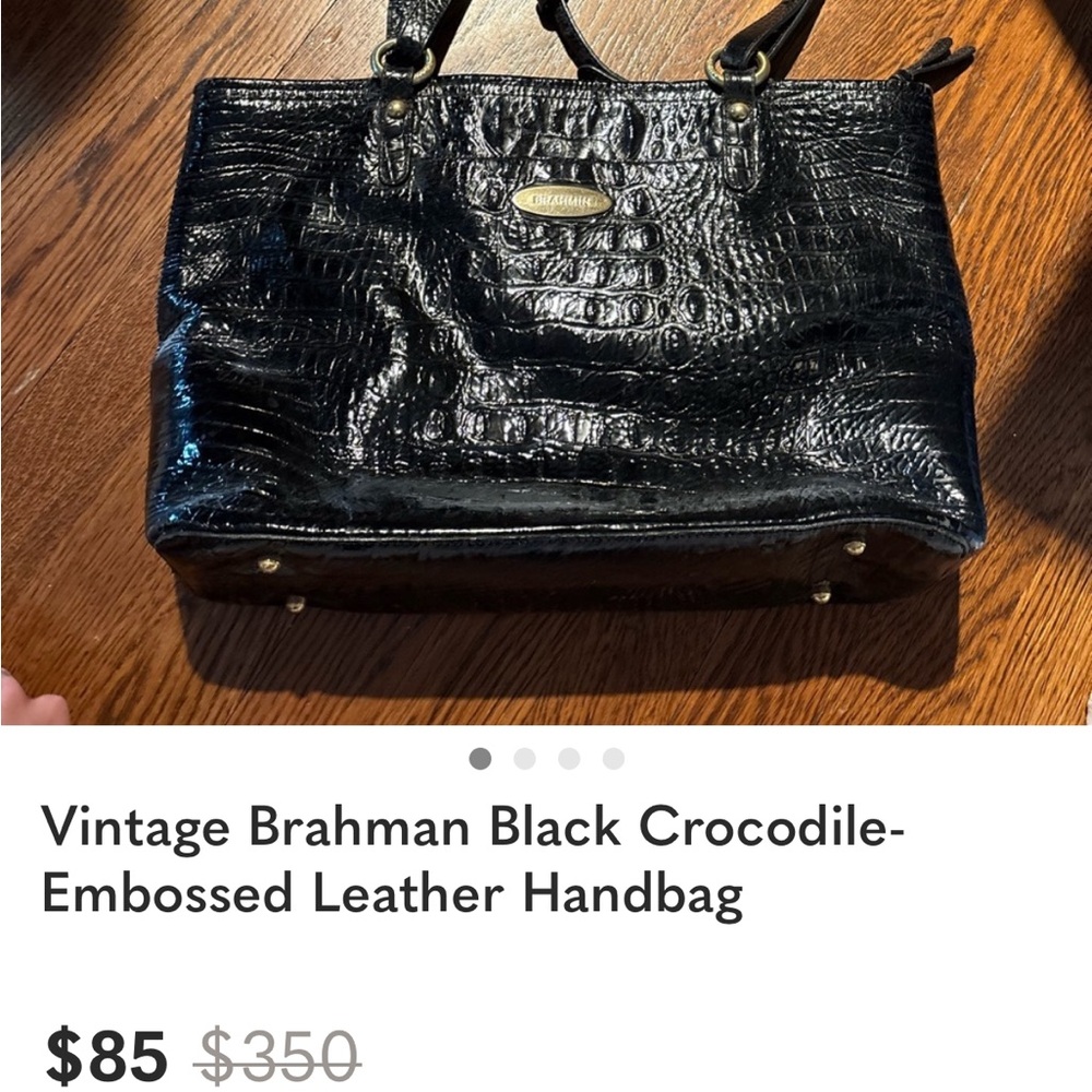 Brahmin Glossy Black Embossed Shoulder Bag